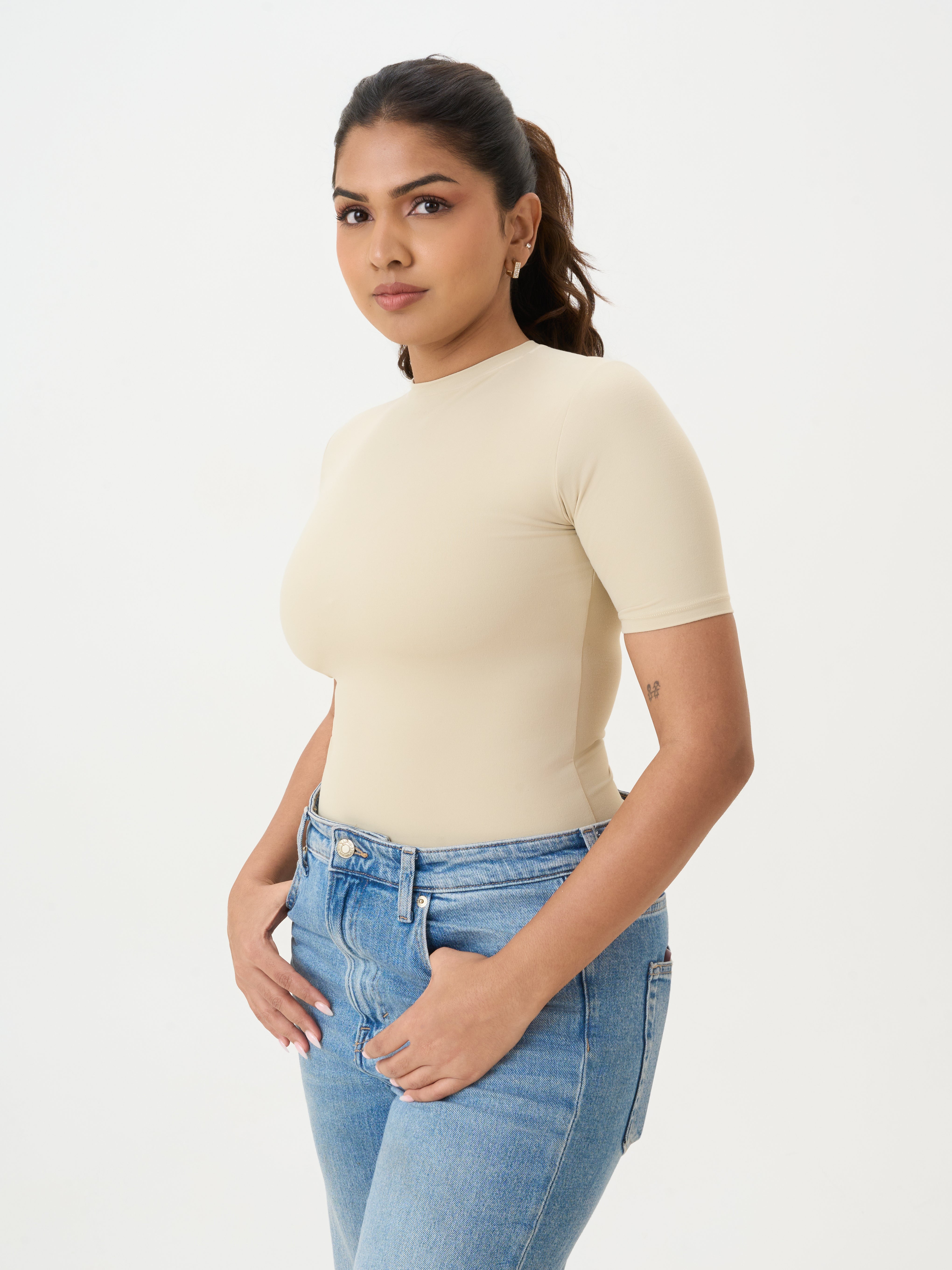 Crew Neck Short Sleeve Top