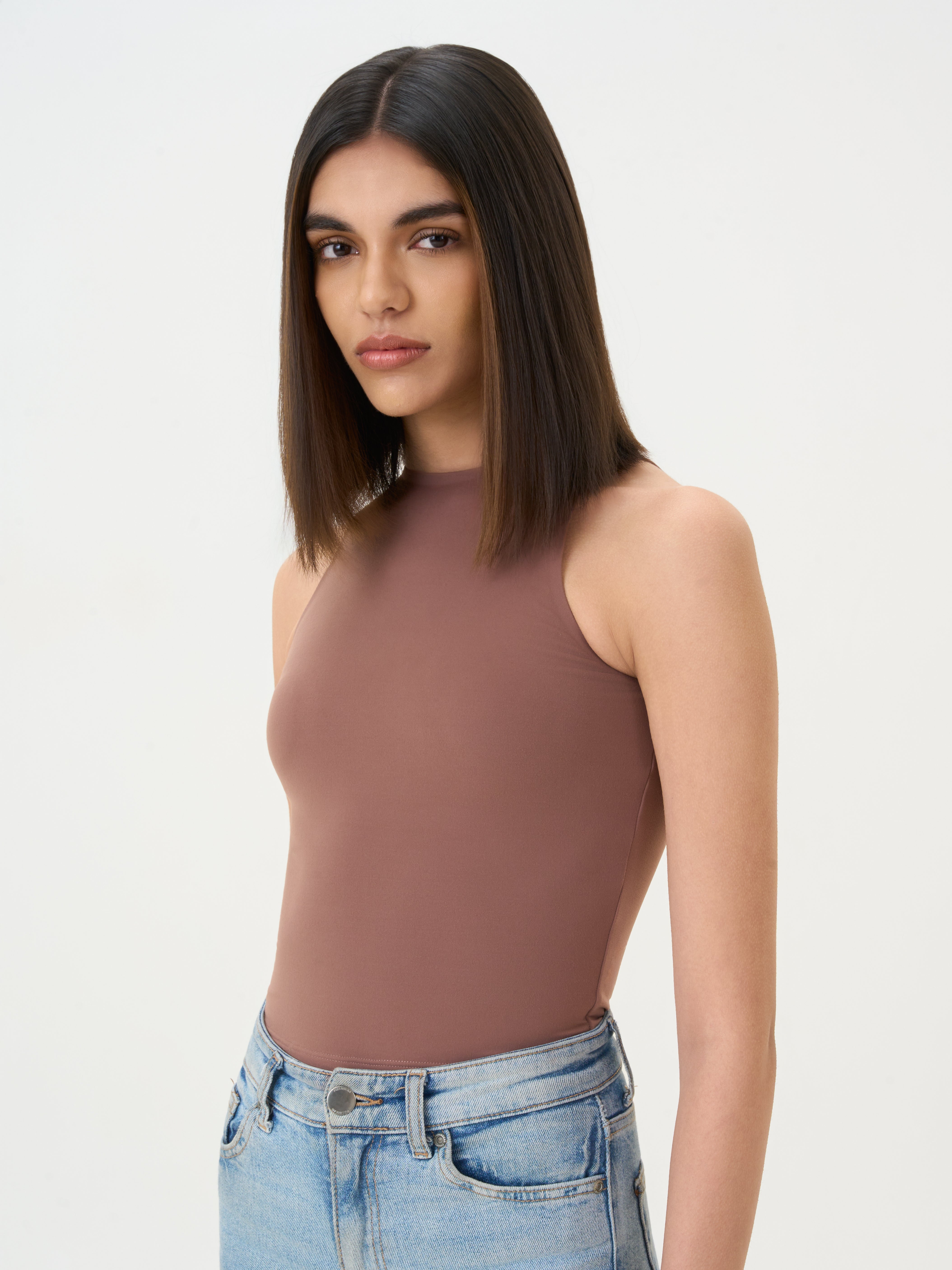High Neck Sleeveless Sculpt Top