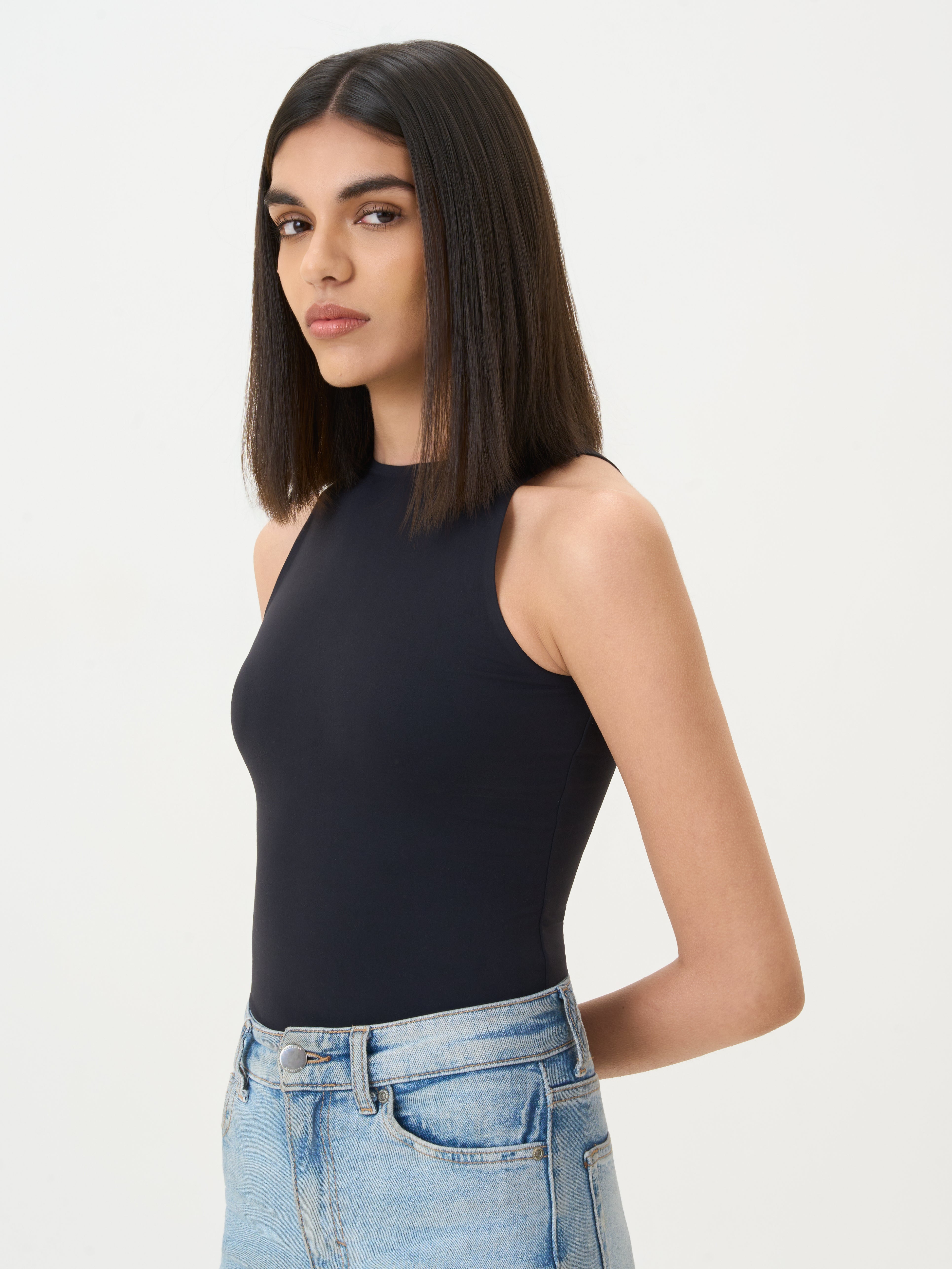 High Neck Sleeveless Sculpt Top