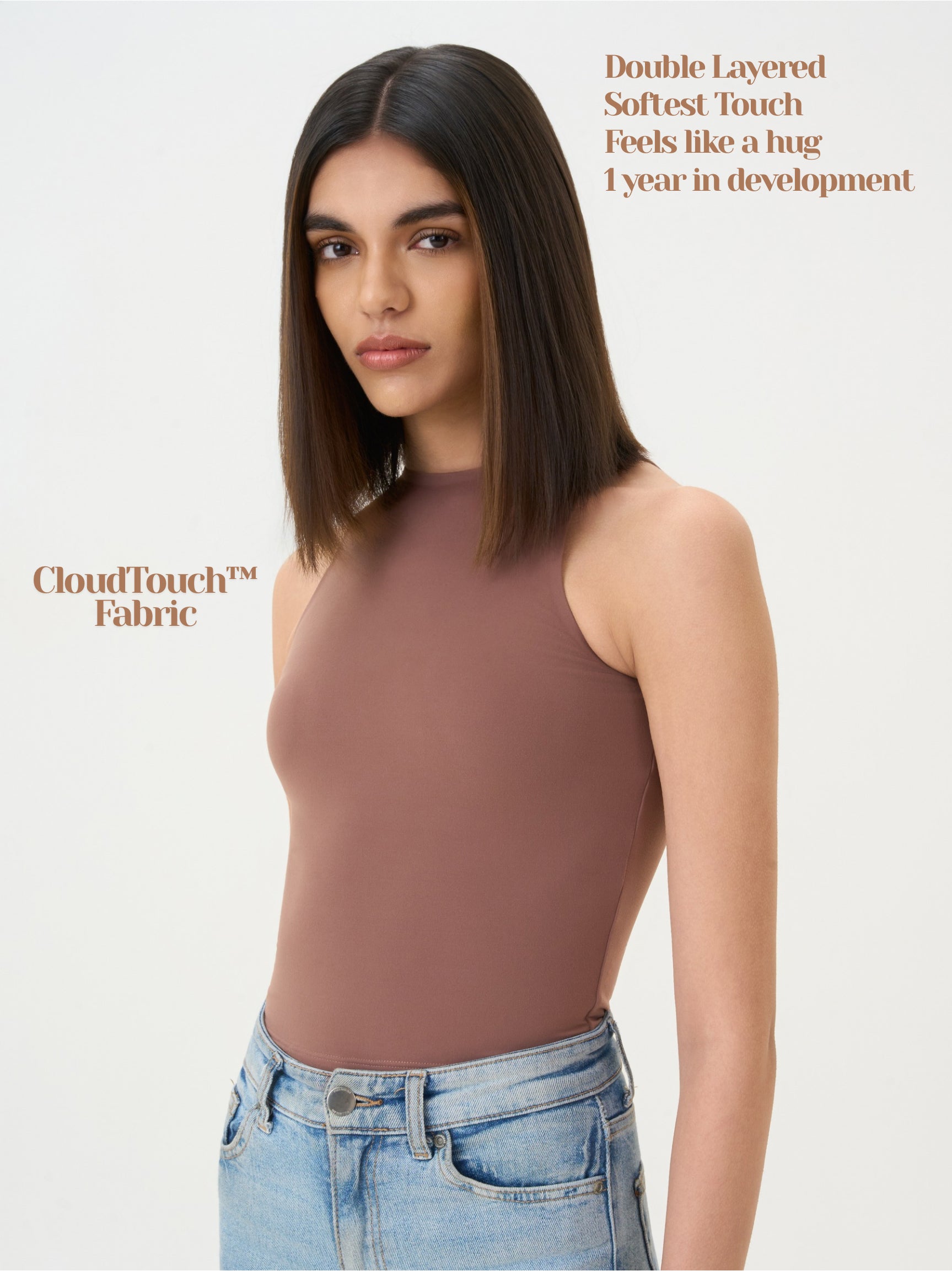 High Neck Sleeveless Sculpt Top